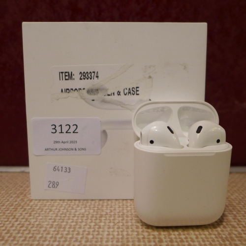 3122 - Airpods (2nd Gen) & Case (model:- MV7N2ZM/A), original RRP £104.99 + VAT (289-90) * This lot is subj... 