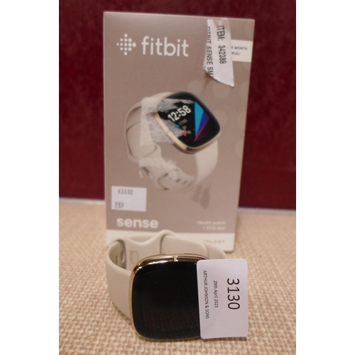 3130 - Fitbit Lundar White/Soft Gold Sense Smartwatch, original RRP £199.99 + VAT (289-231) * This lot is s... 