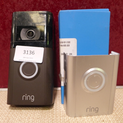 3136 - Ring RVD3 Doorbell 3 With Chime Video, original RRP £114.99 + VAT     (289-229) * This lot is subjec... 