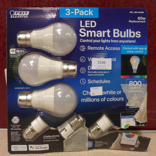 3146 - Feit LED Smart A60 Bulbs (289-202) * This lot is subject to VAT