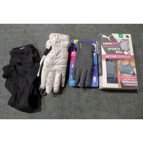 3167 - Women's Head gloves, sports pants and Puma bras * this lot is subject to VAT