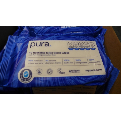 3169 - 10 Packs of 40 Pura flushable toilet wipes and 2 packs of Kirkland Signature wipes * this lot is sub... 