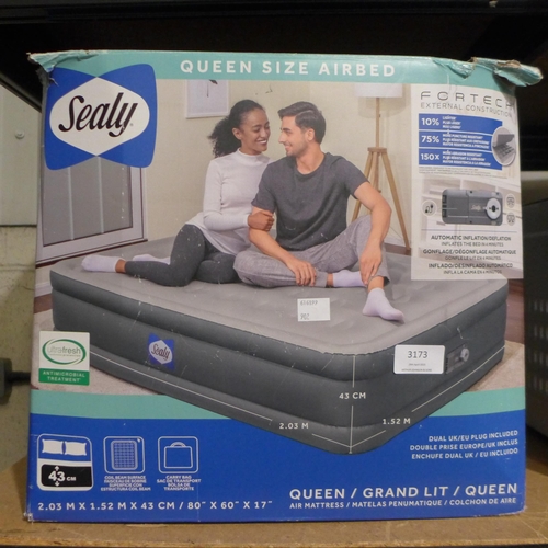 3173 - Sealy Fortech Airbed With Built-In Pump  (286-6/902) * This lot is subject to VAT