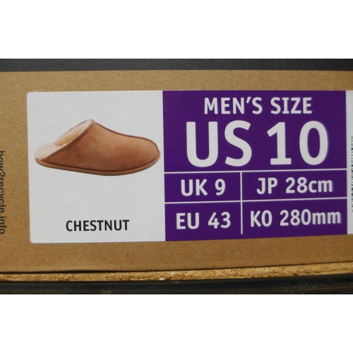 3180 - Pair of men's chestnut Shearling slippers - UK size 9 * this lot is subject to VAT