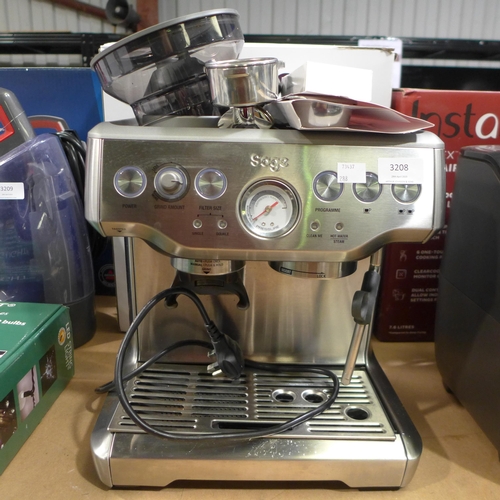 3208 - Sage Pump Coffee Machine, original RRP £449.99 + VAT (288-91) * This lot is subject to VAT