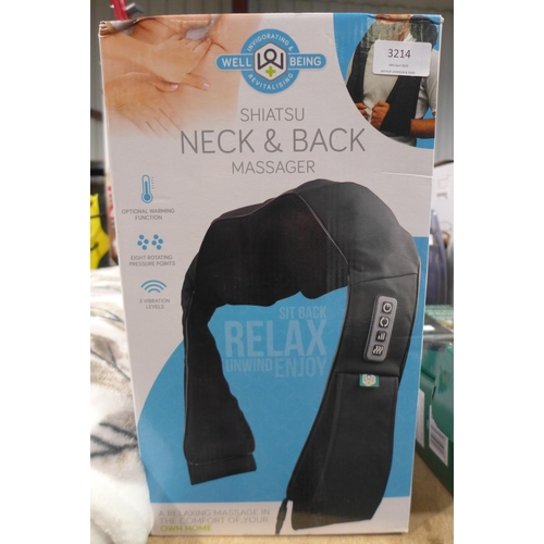 3214 - Wellbeing Shiatsu Neck Massager (288-111) * This lot is subject to VAT