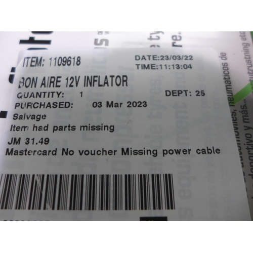 3329 - Bon Aire 12v Inflator (model:- TC12CUK) (289-182) * This lot is subject to VAT