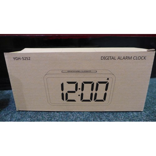 3148A - Two wood grain effect digital USB LED alarm clocks