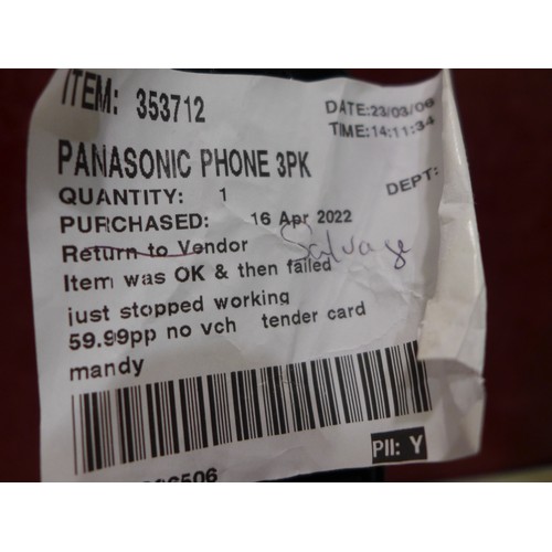 3100 - Panasonic Phone Set (model:- KX-TGH723EB) (289-409) * This lot is subject to VAT