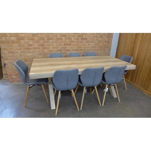 1436 - A Kamala 2m dining table and eight grey Durado chairs (H=77cm x W=200cm x D=95cm)