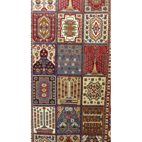 1504 - An ivory ground Cashmere runner, with Persian panel design, 300 x 80cm