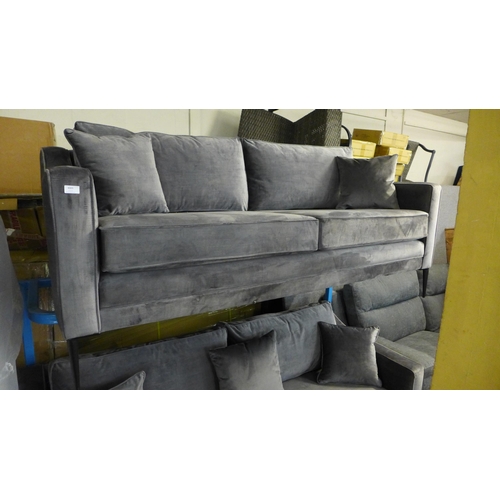 1518 - Aspen Three Seater Grey Velvet Sofa, original RRP £749.99 + VAT (4165-7)(H=88 x W=201 x D=91 cm)* Th... 