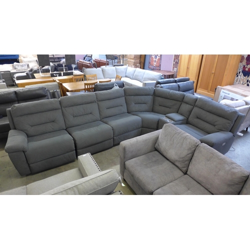 1521 - Justin Grey Sectional Reclining Sectional Sofa, original RRP £1833.33 + VAT (4165-13)(H 103 x W 326/... 