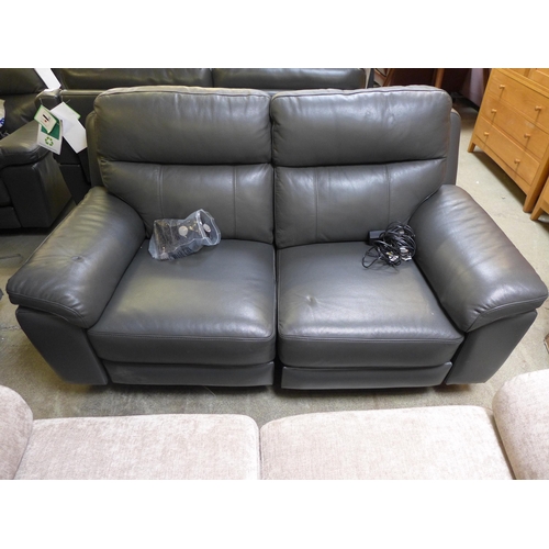 1526 - Grace Grey Leather Two Seater Power Recliner, original RRP £791.66 + VAT (4165-25)(H=100 X W=165 X D... 