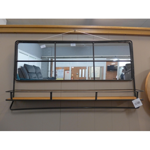 1327 - An Industrial metal wall mirror with shelf H55cm x W94cm (RFB3330)