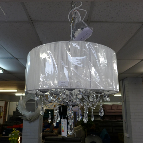 1403 - A five arm chandelier with white shade