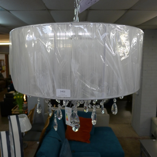 1403 - A five arm chandelier with white shade