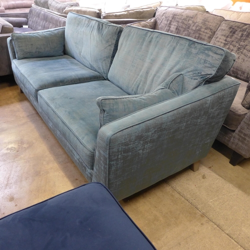 1411 - A Dolce aquamarine velvet four seater sofa