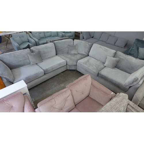 1434 - A Halley aluminium upholstered curved corner sofa