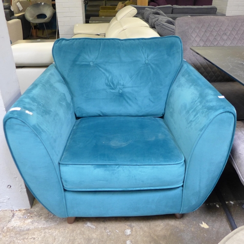 1444 - A Hoxton teal velvet button back armchair