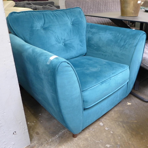 1444 - A Hoxton teal velvet button back armchair