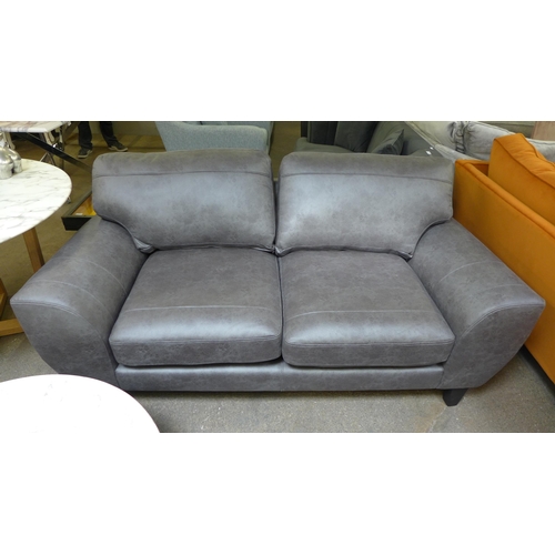 1447 - A charcoal vegan leather two seater sofa and love seat