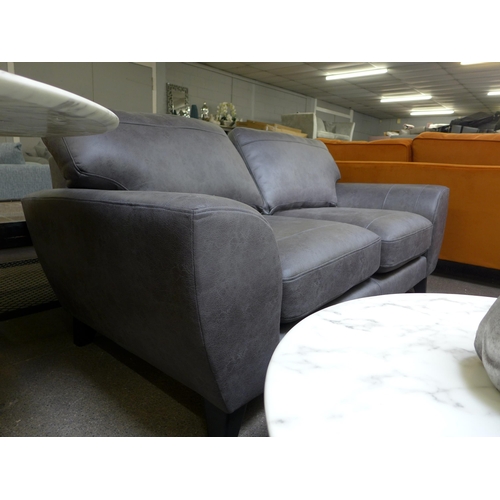 1447 - A charcoal vegan leather two seater sofa and love seat