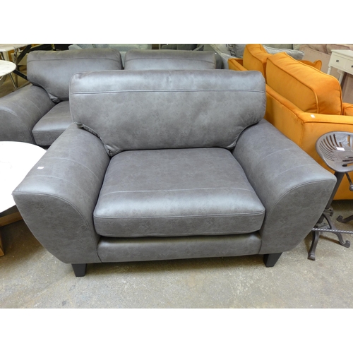 1447 - A charcoal vegan leather two seater sofa and love seat