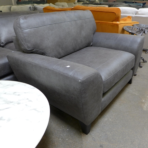 1447 - A charcoal vegan leather two seater sofa and love seat