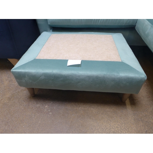 1452 - A teal velvet button back two seater sofa/chaise with swappable LHF and RHF stool