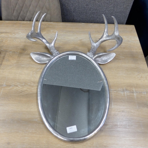 1465 - A silver stag horn mirror