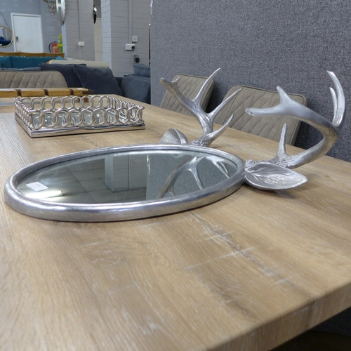 1465 - A silver stag horn mirror