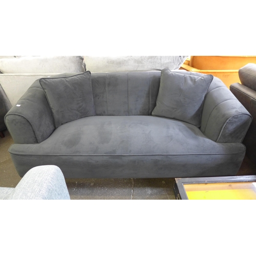 1473 - A charcoal velvet shell back 2.5 seater sofa on chrome feet