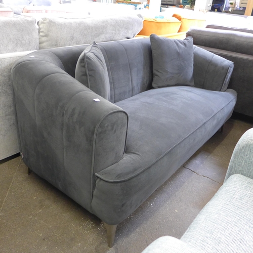 1473 - A charcoal velvet shell back 2.5 seater sofa on chrome feet