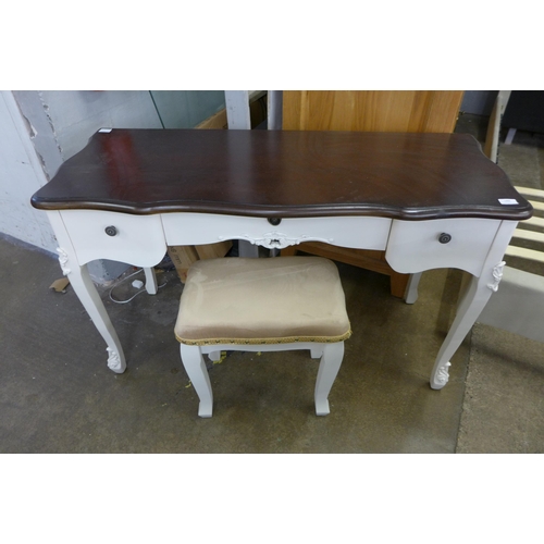 1486 - A dressing table with contrast top and upholstered stool