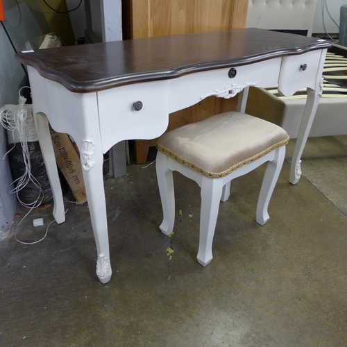 1486 - A dressing table with contrast top and upholstered stool