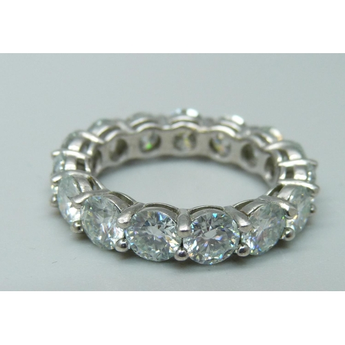 1049 - A silver and moissanite eternity ring, Q