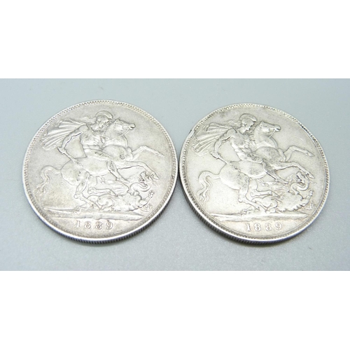 1070 - Two 1889 crowns