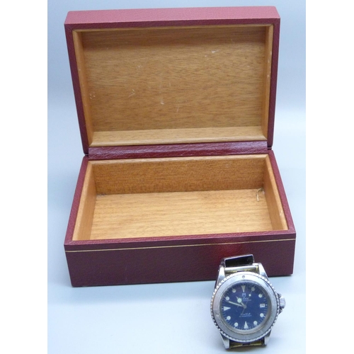 1077 - A Tudor Prince Oysterdate Submariner wristwatch, 76100, 1980's with blue dial, triangular and circul... 