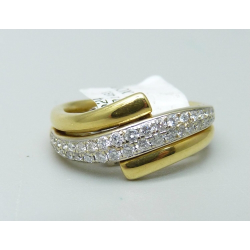 1091 - An 18ct yellow gold and diamond ring, 5.2g, K