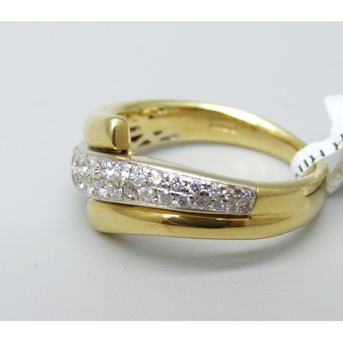 1091 - An 18ct yellow gold and diamond ring, 5.2g, K