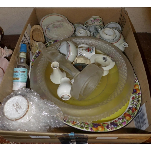 1102 - A small child's tea service, crested ware, a glass centrepiece, etc. **PLEASE NOTE THIS LOT IS NOT E... 