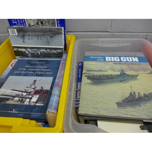 1121 - Four boxes of books on ships and naval history etc. **PLEASE NOTE THIS LOT IS NOT ELIGIBLE FOR POSTI... 