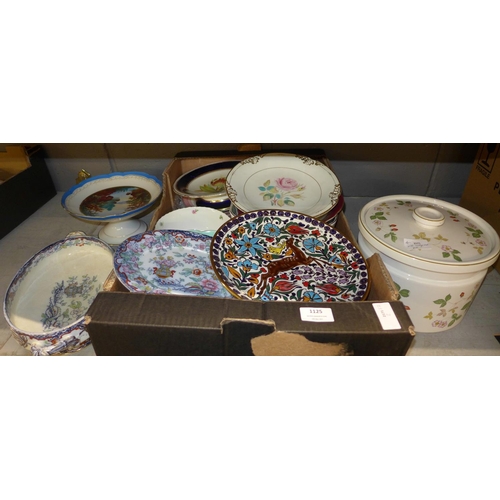 1125 - A collection of china including hand painted plates on stands, dinner plates and a Wedgwood large li... 