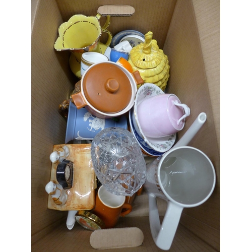 1137 - A box of assorted china including Wedgwood Jasperware, Minton, etc. **PLEASE NOTE THIS LOT IS NOT EL... 