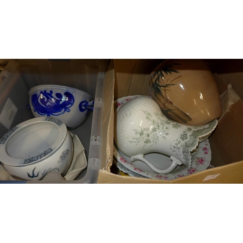 1150 - Three boxes of china including a wash jug and basin **PLEASE NOTE THIS LOT IS NOT ELIGIBLE FOR POSTI... 