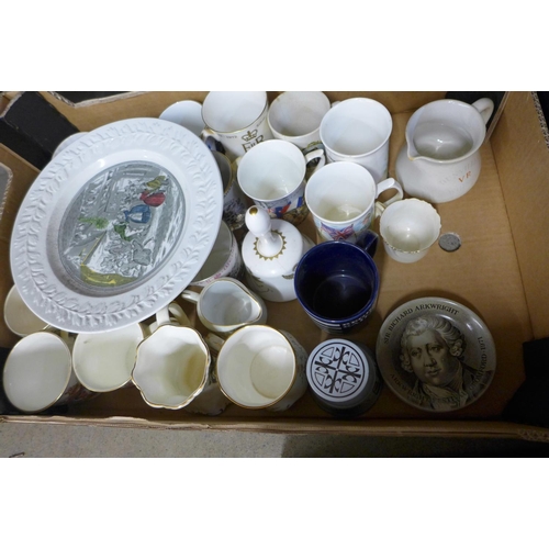 1154 - Three boxes of china including a large meat plate and Royal family commemorative china **PLEASE NOTE... 