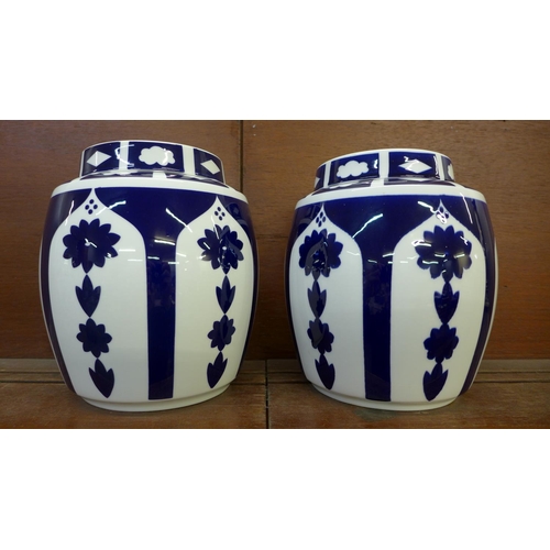 601 - A pair of Royal Crown Derby unfinished pattern ginger jars, 21.5cm