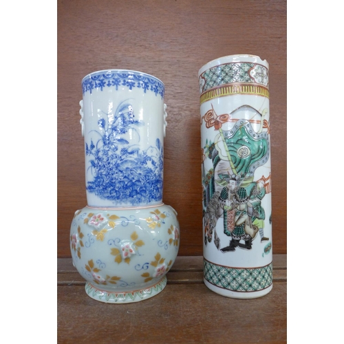 604 - Two Chinese vases, one restored, tallest 23cm