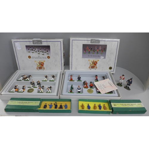 609 - Two boxed sets of Dinky Toys model miniature figures, Engineering Staff and Station Staff and two Br... 